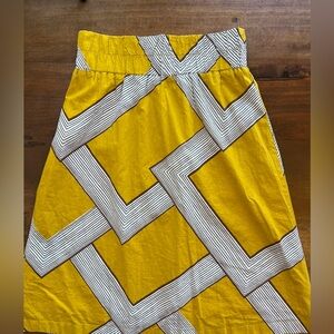 Anthropologie Barila Mid Century Modern Skirt S mustard yellow A line Excellent